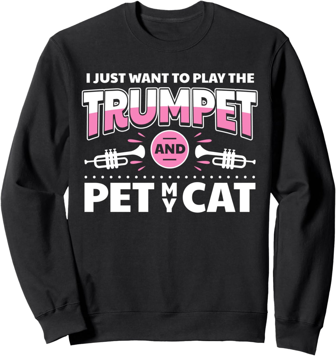 Süsses Katzen Trompeten-Design Trompeten-Spieler Sweatshirt