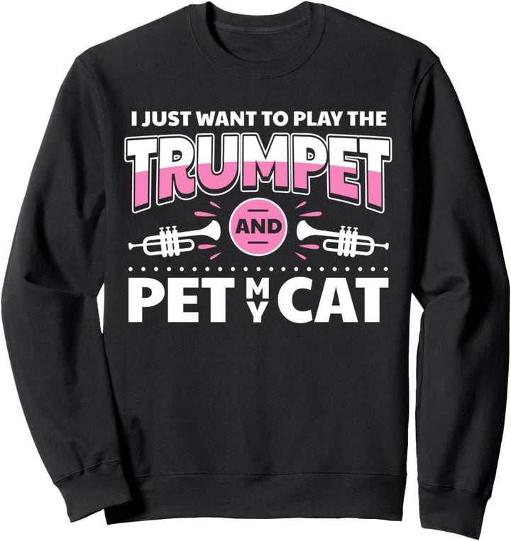 Süsses Katzen Trompeten-Design Trompeten-Spieler Sweatshirt