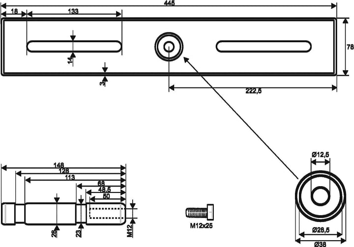 EUROLITE TAH-52 Traversenadapter mit Zapfen | Horizontaler Adapter mit TV-Zapfen von 160 - 405 mm, M