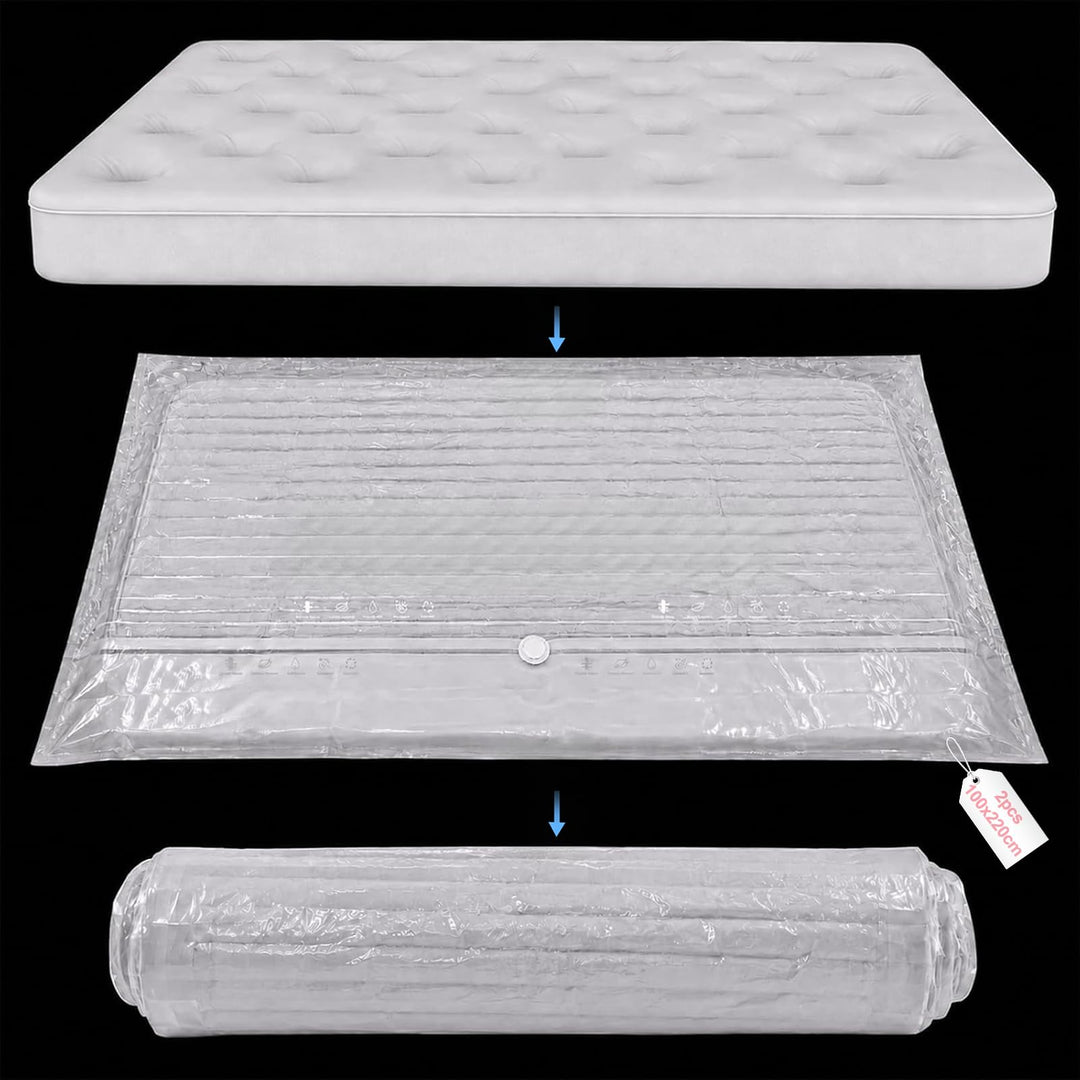 100 x 220 cm Vakuumbeutel Matratzen XXL 2 Stück für Bettdecken | Extra grosse Bettwäsche Vakuumbeute