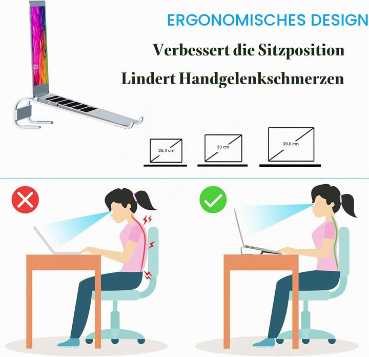 Laptopständer Laptop Ständer - Ergonomisch Aluminium Computerständer PC Halter Leicht Belüfteter für