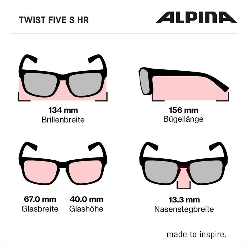 ALPINA TWIST FIVE S HR V - Selbsttönende, Bruchfeste & Beschlagfreie Sport- & Fahrradbrille Mit 100%