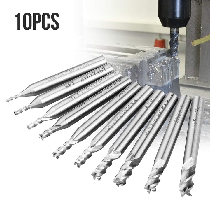 Linkstyle 10 Stück HSS Schaftfräser, 4 Flöte Hartmetall CNC Nutenfräser Metall Fräser Bohrer Set, 1.