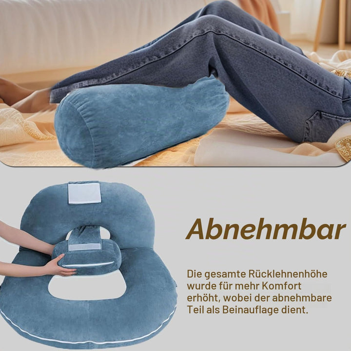 Lesekissen für Bett und Sofa, Rückenkissen zum Lesen Mit Abnehmbarer Nackenrolle, Ergonomisches Rück