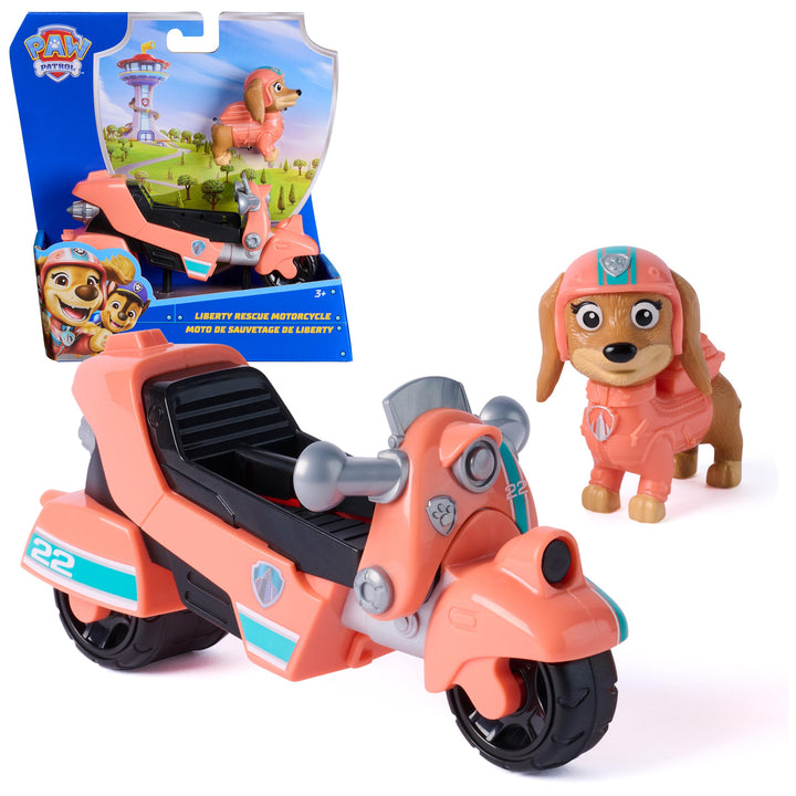 PAW PATROL - Liberty’s Rettungs-Motorrad mit Spielfigur (Basis Fahrzeug), authentische Details, Spie