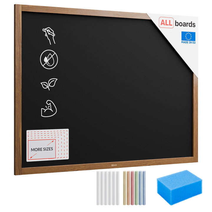 ALLboards Kreidetafel mit lackiertem Holzrahmen 120x90cm, Schwarz, Schreibtafel, Kreide, Schreibtafe
