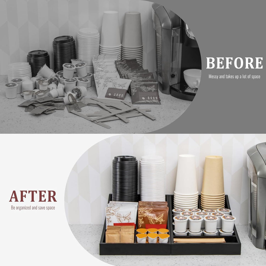 ANBOXIT Kaffee Organizer, Holz Kaffeestation Zubehör Organizer für Kaffeeecke, Kaffeebar Regal, Kaff