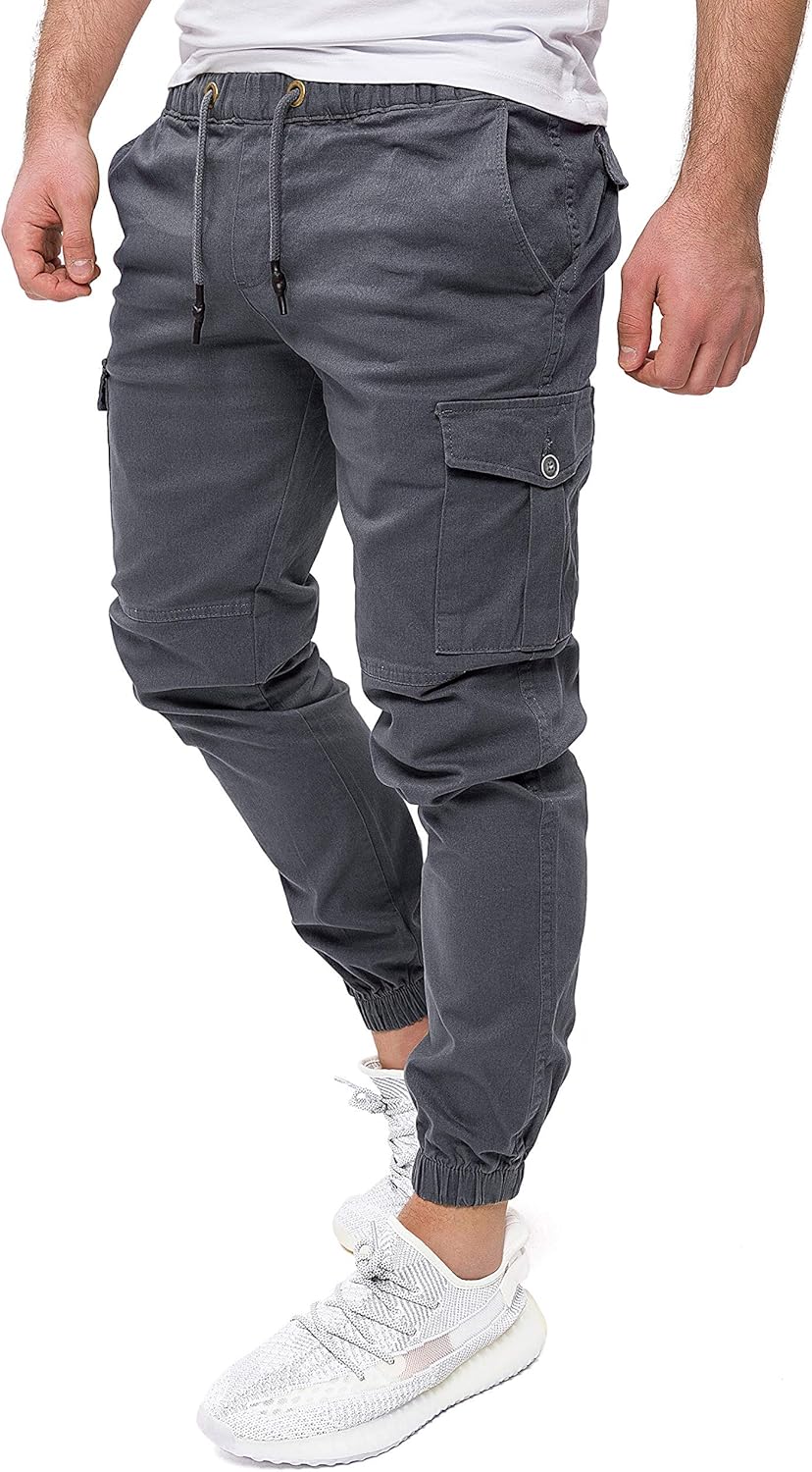 PITTMAN Darius - Herren Cargo Hose - Baumwoll Cargohosen - Cargo Jogger 38W / 34L Grau (Tornado 1839