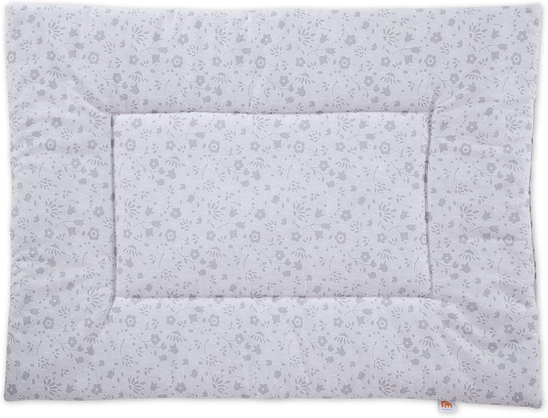 FabiMax Laufgittereinlage für Laufgitter 75x100 cm, graue Blümchen Graue Blümchen Einlage, Graue Blü