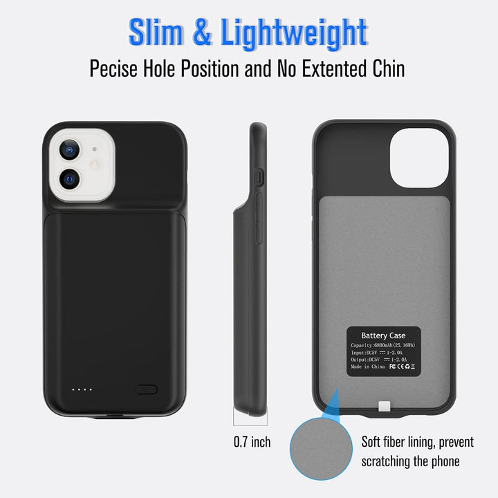 HUOBAO Akkuhülle für iPhone 12/12Pro, [5000mAh] Zusatzakku Ladehülle Akku hülle Handyhülle, Akku Bat