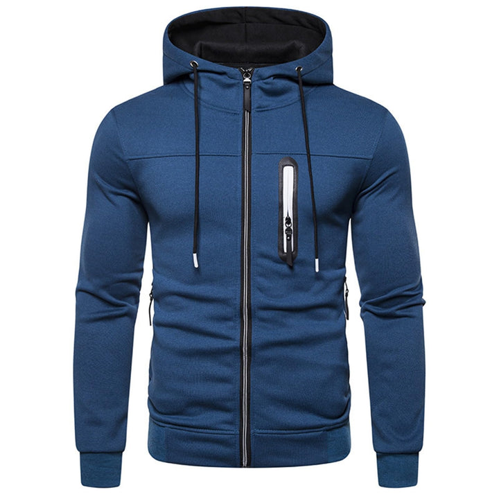 Sportjacke Herren Casual Sweatjacke Zip Kordelzug Hoodie Sweatshirt Jacke Basic mit Kapuze Langarm K