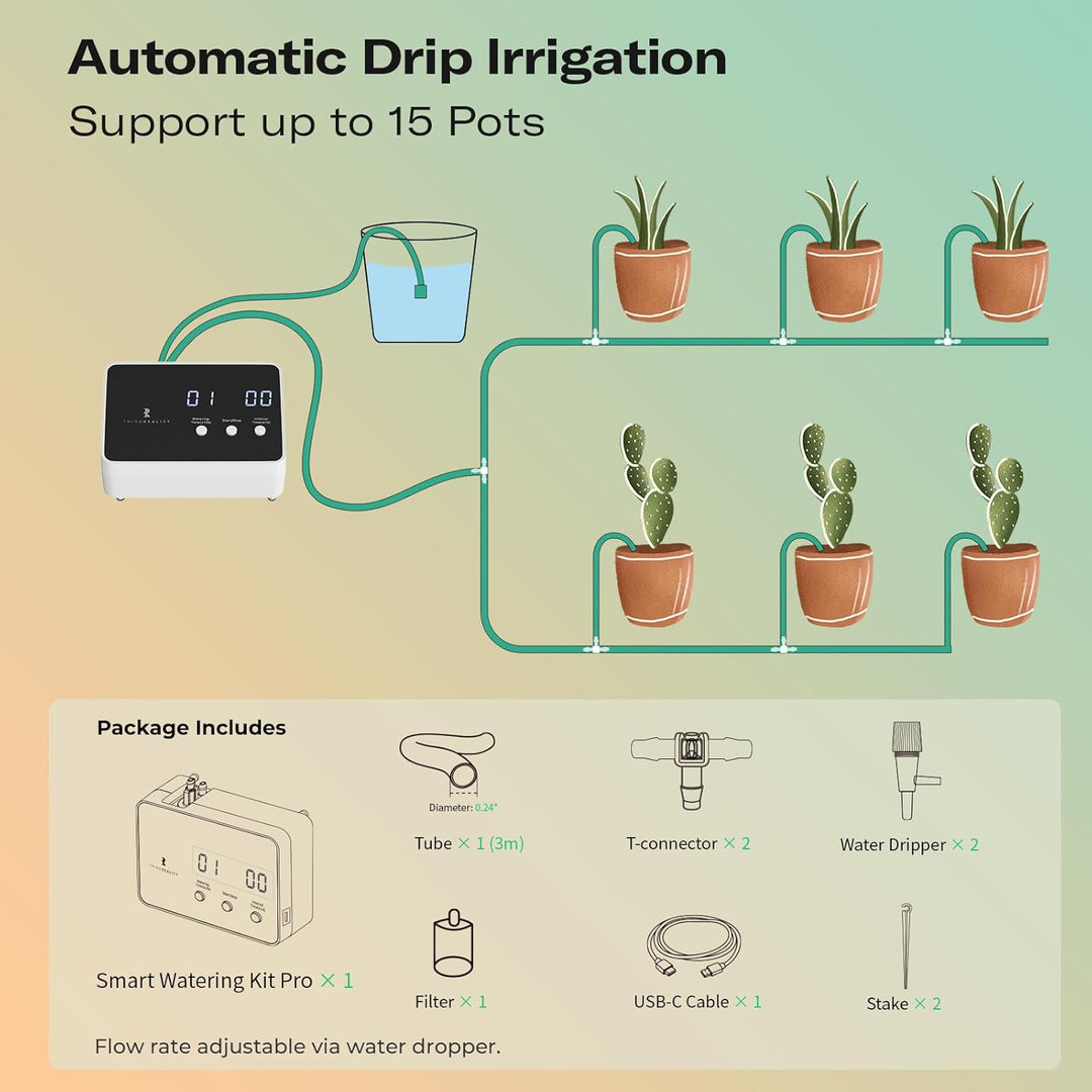 THIRDREALITY Zigbee Smart Watering Kit Pro, Indoor Plant Watering System, Hub Required Watering Pro
