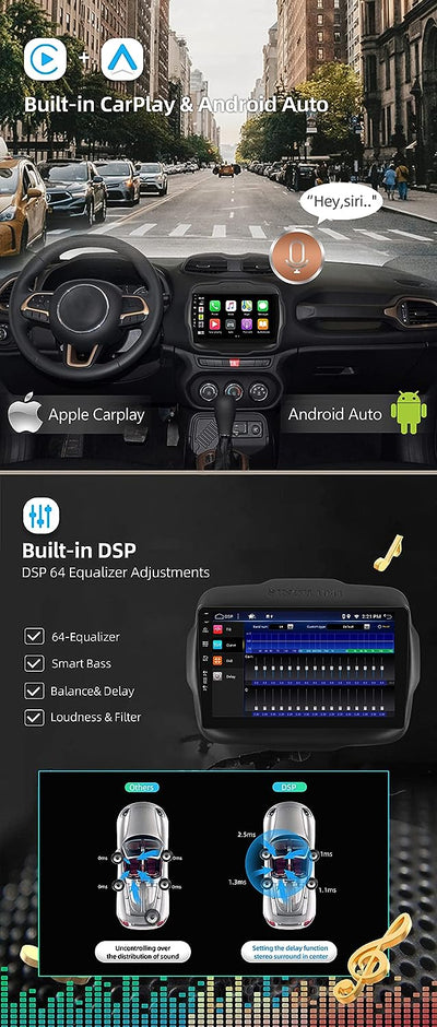 JOYX - 6G+128G - 12.3 Zoll - Android 12 IPS Autoradio Passt für Jeep Renegade (2015-2018) - Kabellos