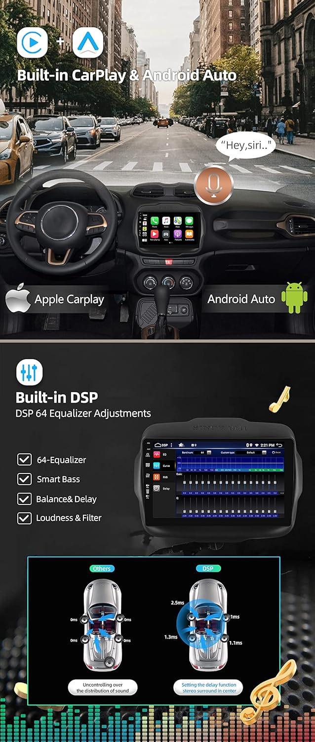 JOYX - [6G+128G] - Android 15 Autoradio Passt für Jeep Renegade (2015-2018) - Eingebaut DSP/Carplay/