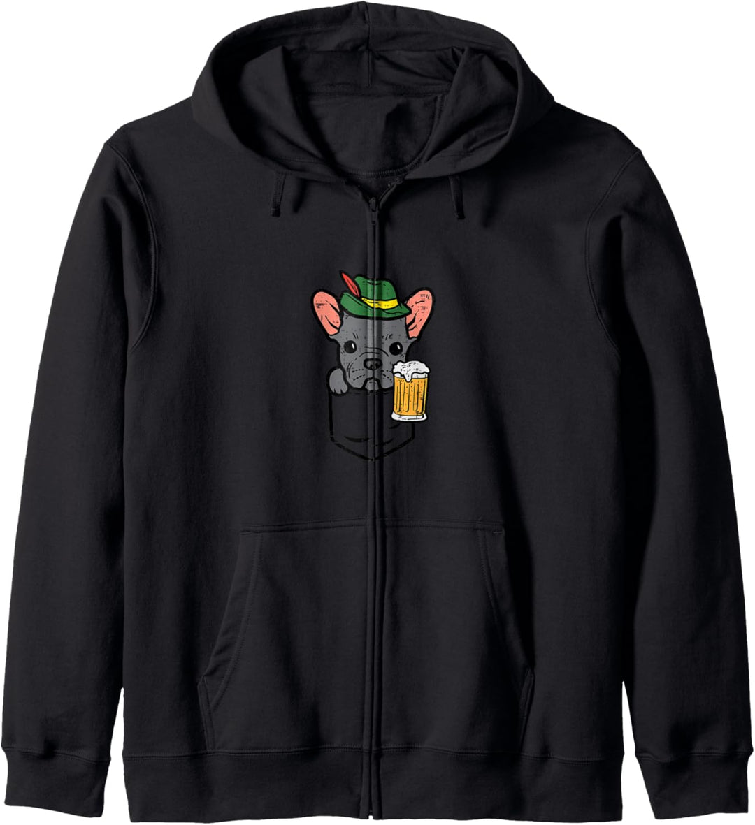 Taschenhut Französische Bulldogge Deutscher Hut Oktoberfest Frenchie Hund Kapuzenjacke