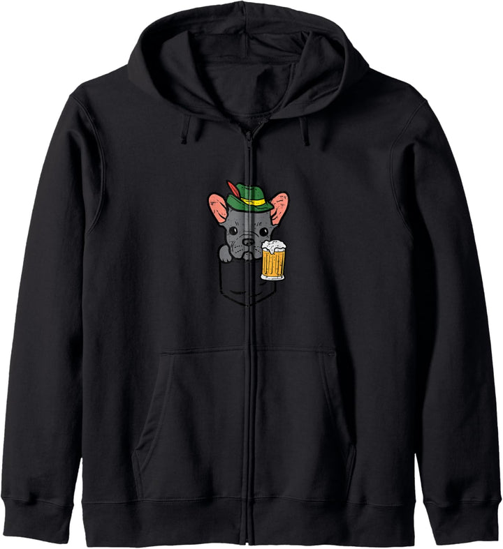 Taschenhut Französische Bulldogge Deutscher Hut Oktoberfest Frenchie Hund Kapuzenjacke