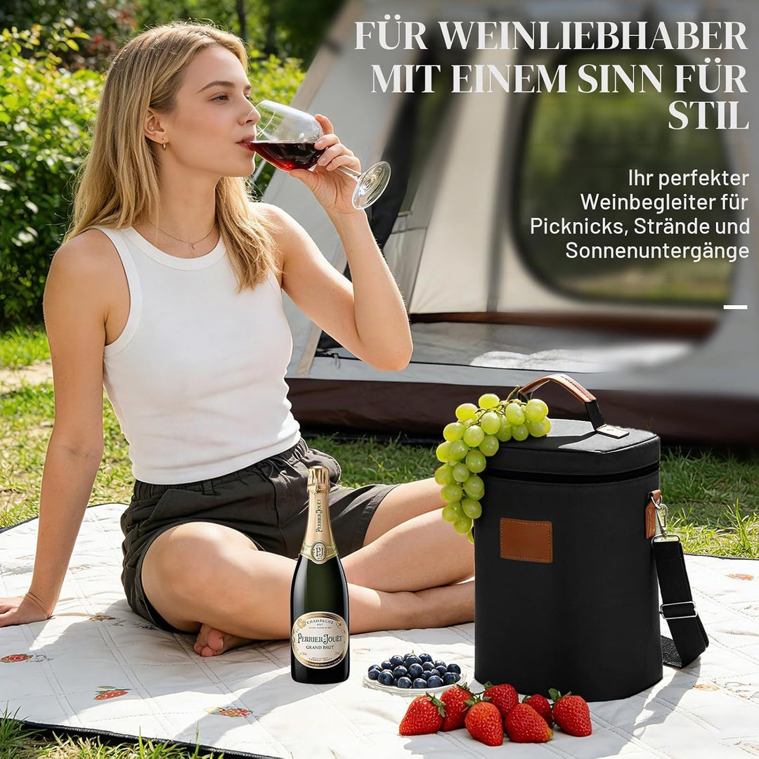 Kühltasche für 4 Flasche, Flaschenkühler für Unterwegs, Flaschentasche Isolierter Weintasche Biertas