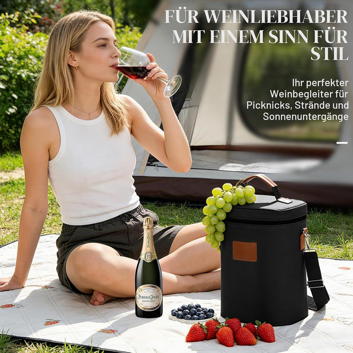 Kühltasche für 4 Flasche, Flaschenkühler für Unterwegs, Flaschentasche Isolierter Weintasche Biertas
