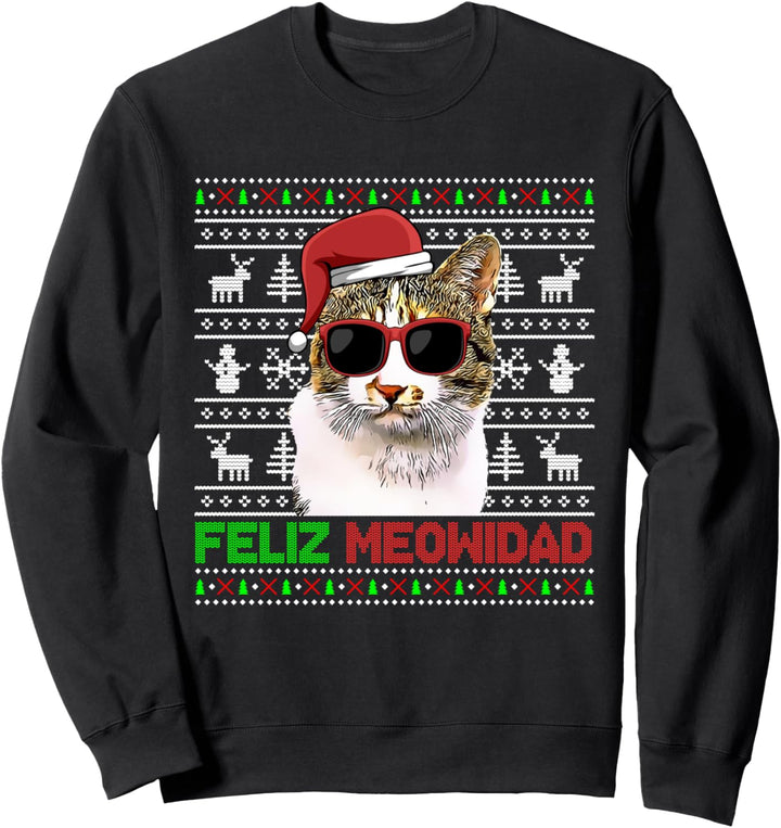 Japanische Bobtail Katze Feliz Meowidad Lustige Weihnachten Sweatshirt