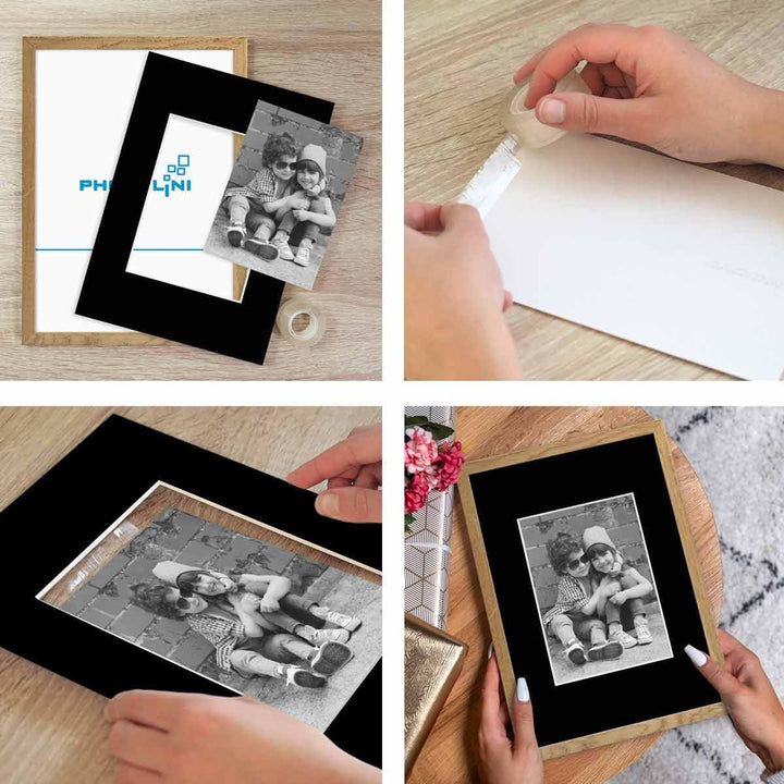 PHOTOLINI Passepartout Karton, 1,5 mm, säurefrei, alterungsbeständig, Schrägschnitt - Präsentation &amp;