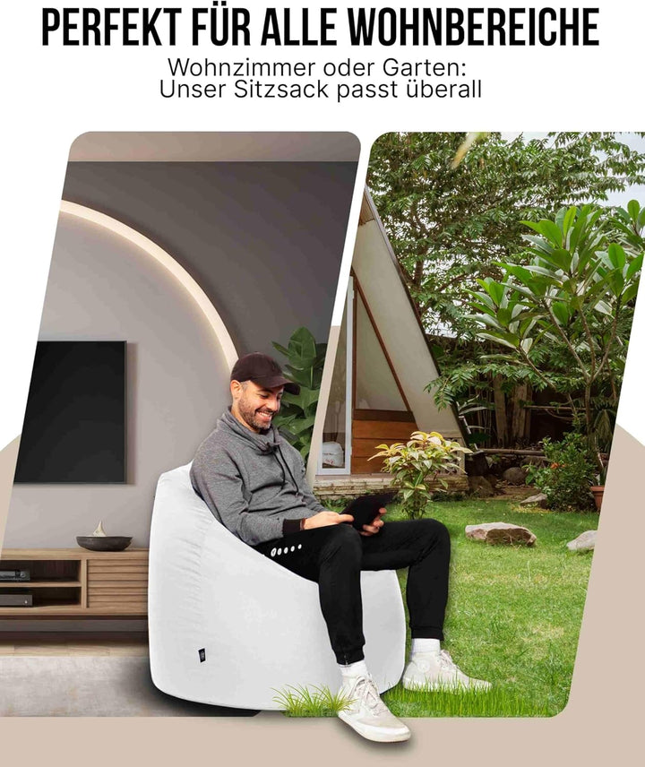 PATCH HOME Patchhome Sitzsack Tropfenform mit Reissverschluss Nachfüllbar - für In &amp; Outdoor - mit S