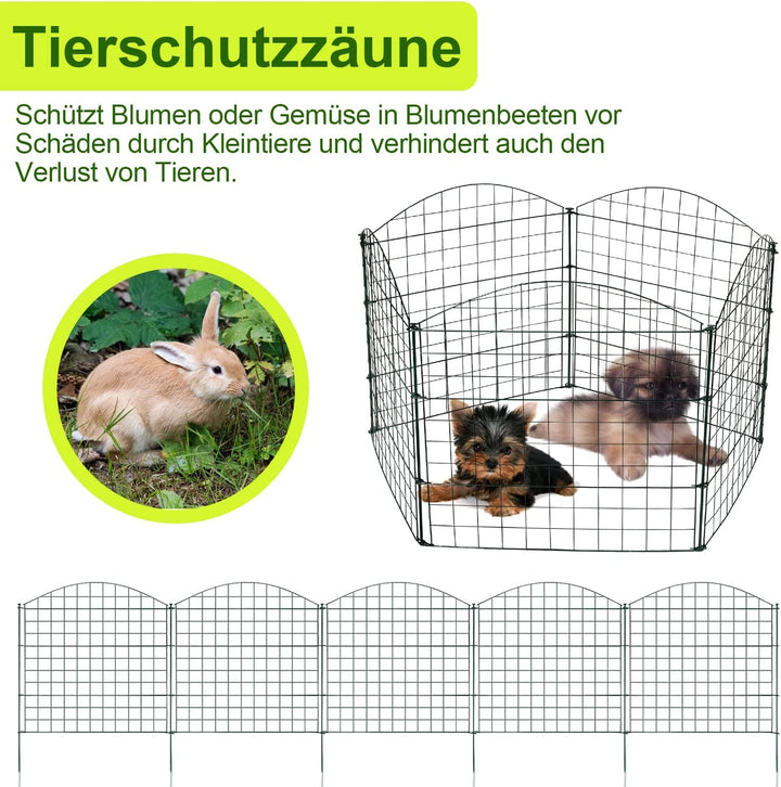Yakimz Teichzaun, 11 Stück Set Gitterzaun Metallgitter, Teichzaun Steckzaun Metallzaun - 5 Zauneleme
