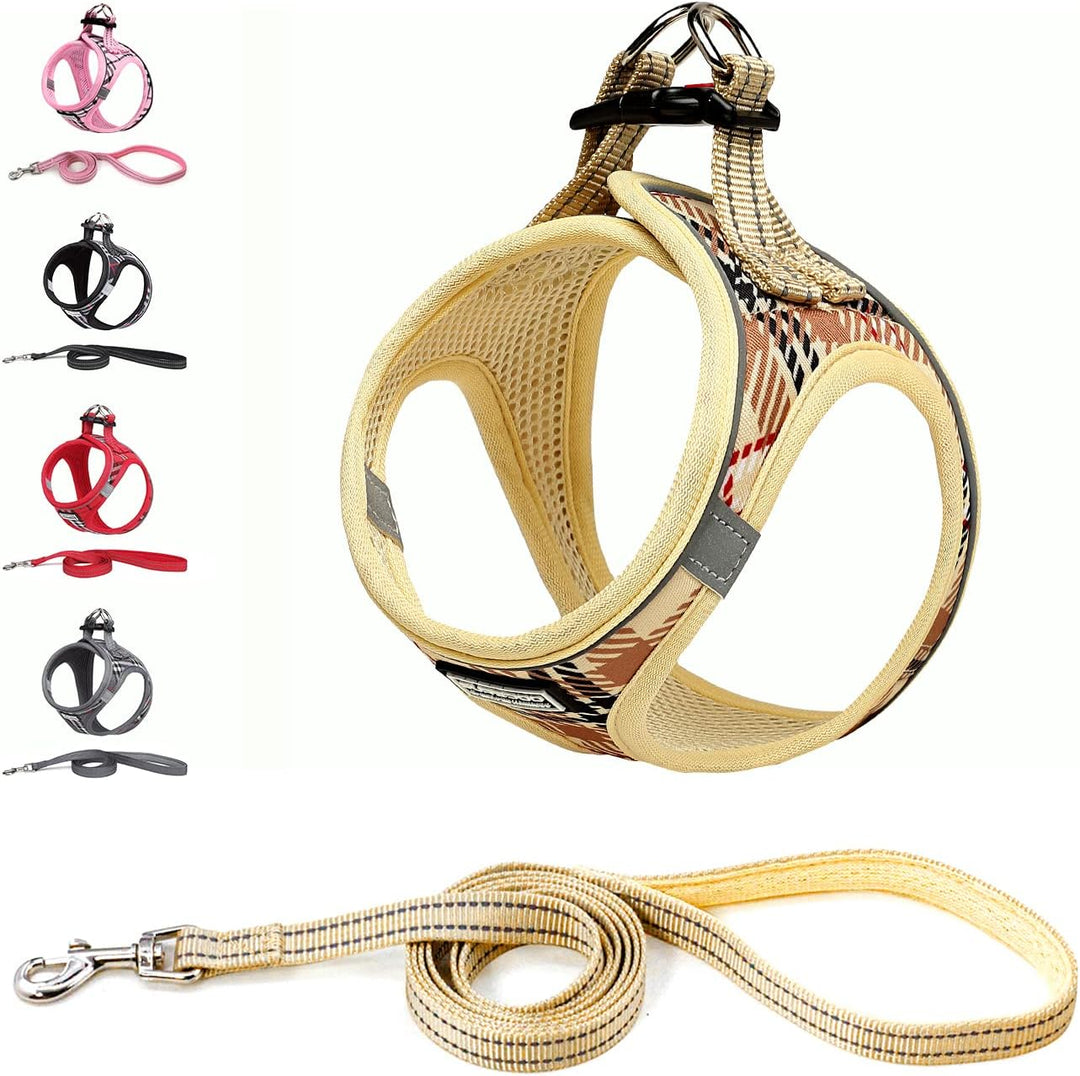 Suredoo Hundegeschirr Kleine Hunde mit Leine, Anti Zug Geschirr Reflektierend Atmungsaktiv Brustgesc