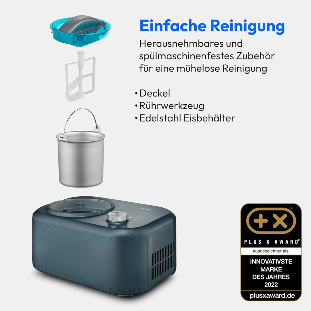 MEDION Eismaschine mit Kompressor (geeignet für die Zubereitung von Eiscreme, Frozen Yoghurt & Sorbe