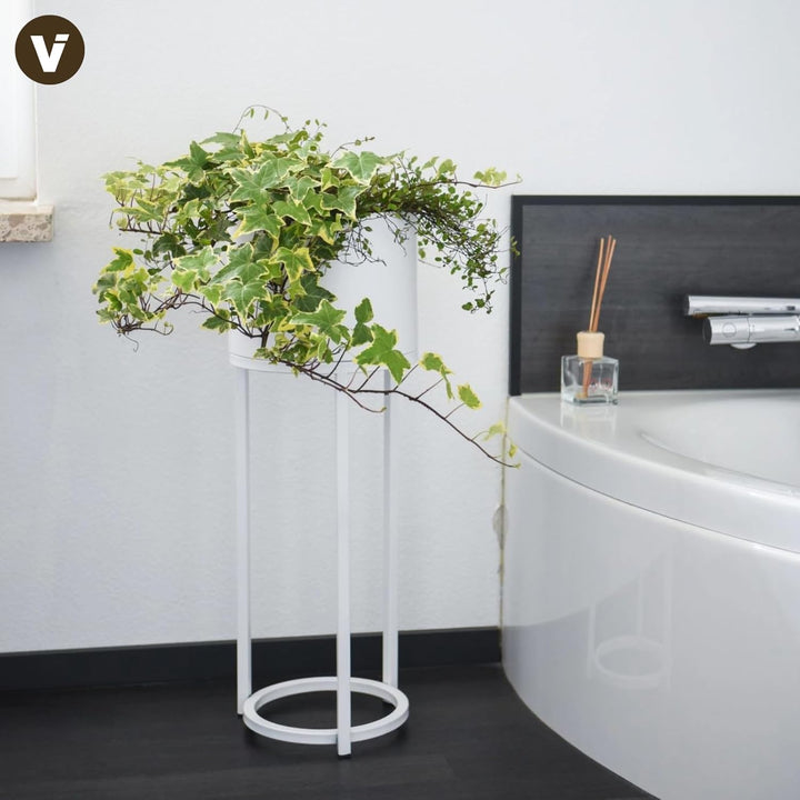 VIVANNO Blumentopf auf Ständer mit Beinen Füssen Gestell Elevate Round Weiss (79x25 cm) Weiss Matt 7