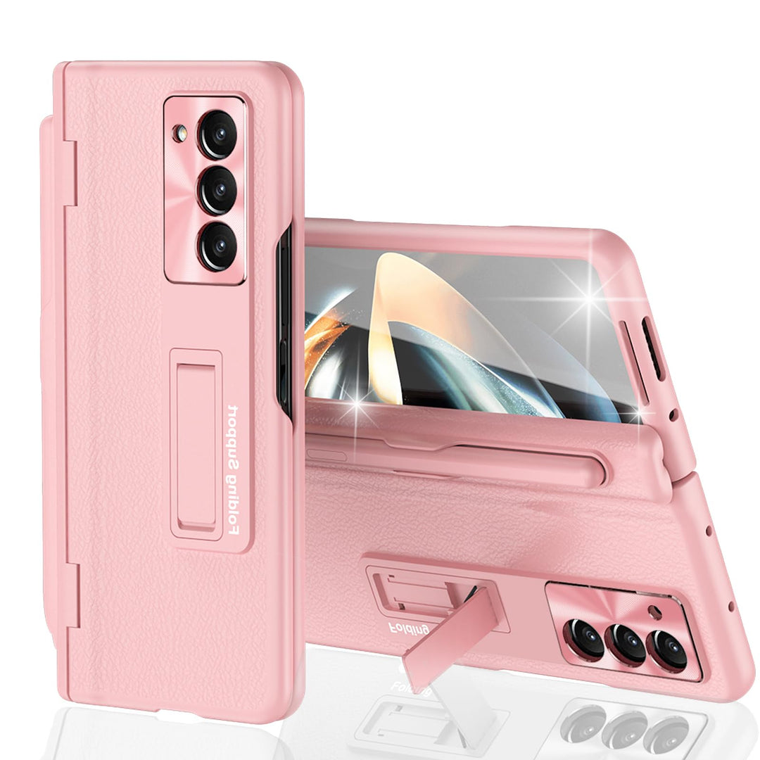 Miimall Lederhülle Kompatibel mit Samsung Galaxy Z Fold 5 Hülle mit S Pen + Stifthalter, Stossfest P