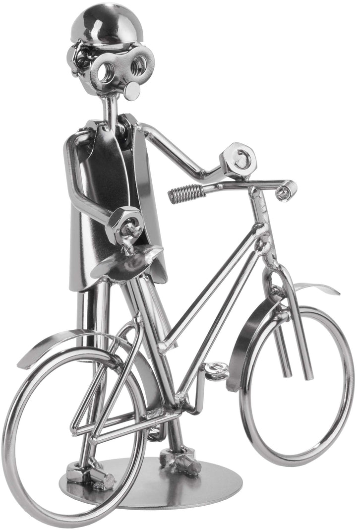 BRUBAKER Schraubenmännchen Fahrrad - Handarbeit Eisenfigur Metallmännchen - Metallfigur Geschenkidee