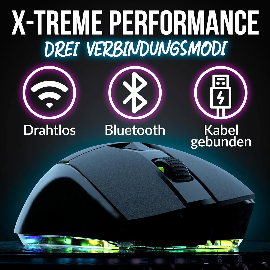 KLIM Blaze X RGB + NEU 2023 + Wiederaufladbare kabellose Gaming-Maus mit Ladestation + Langlebiger A
