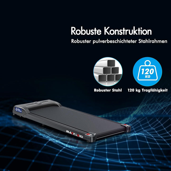BLACK LORD 3-in-1 Walking Pad Laufband, leises tragbares Untertisch-Laufband mit Bluetooth-Lautsprec