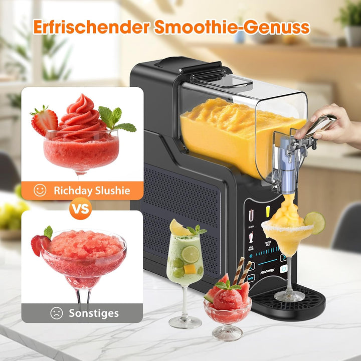 Richday Slush Eis Maschine, 2L Kapazität, LED Display, WhisperChill Technologie, 6 Programme, für Mi