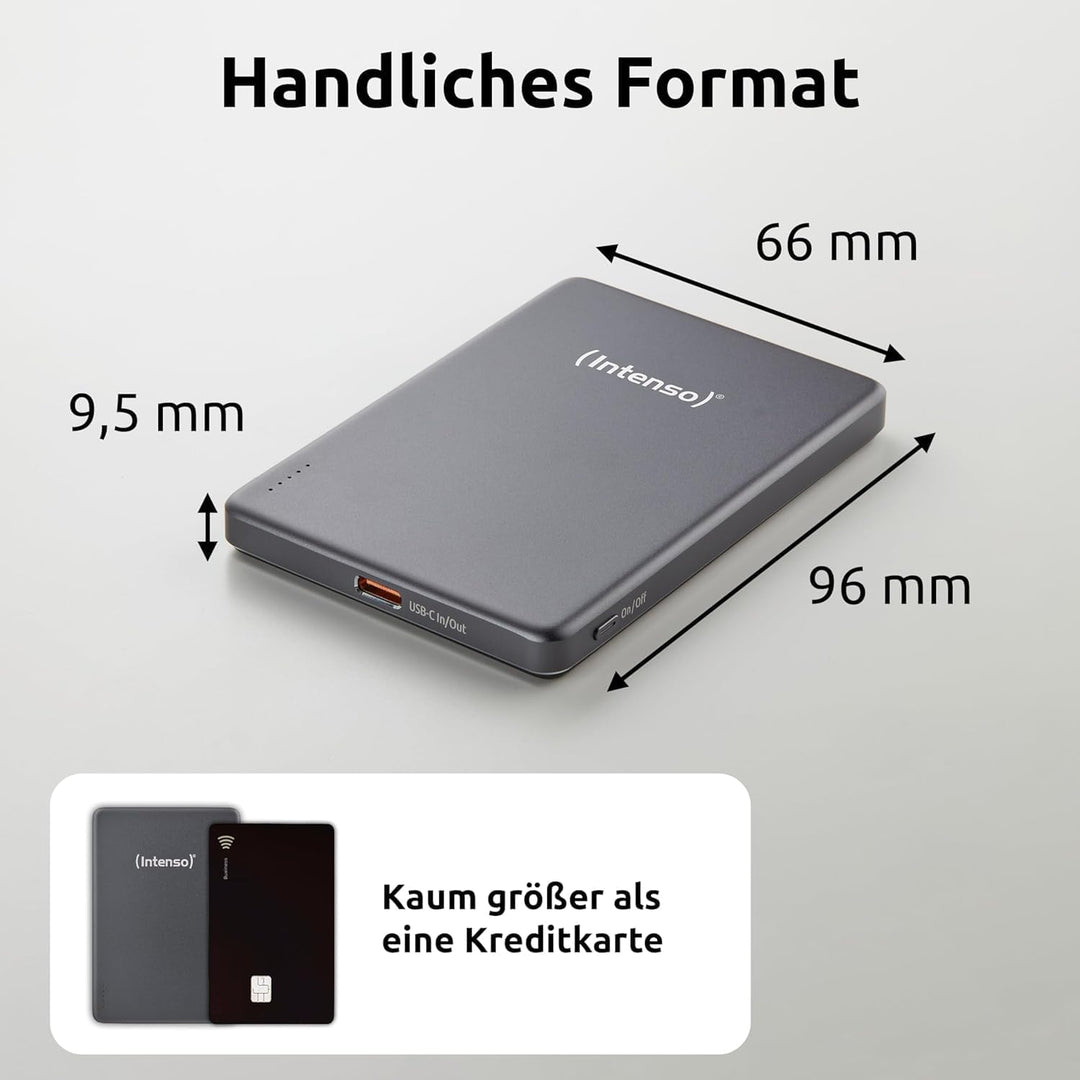 Intenso MW5000 Magnetische Powerbank 5000 mAh – MagSafe kompatibel, Wireless Charging 15W, USB-C PD