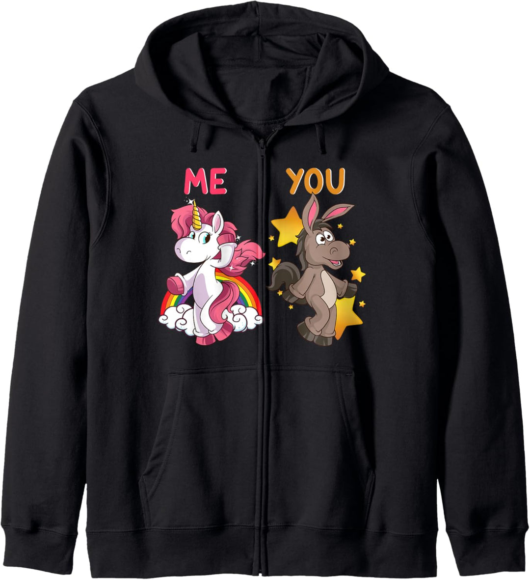 You Vs Me Unicorn Vs Donkey Rainbow Stars Extrovert Humor Kapuzenjacke