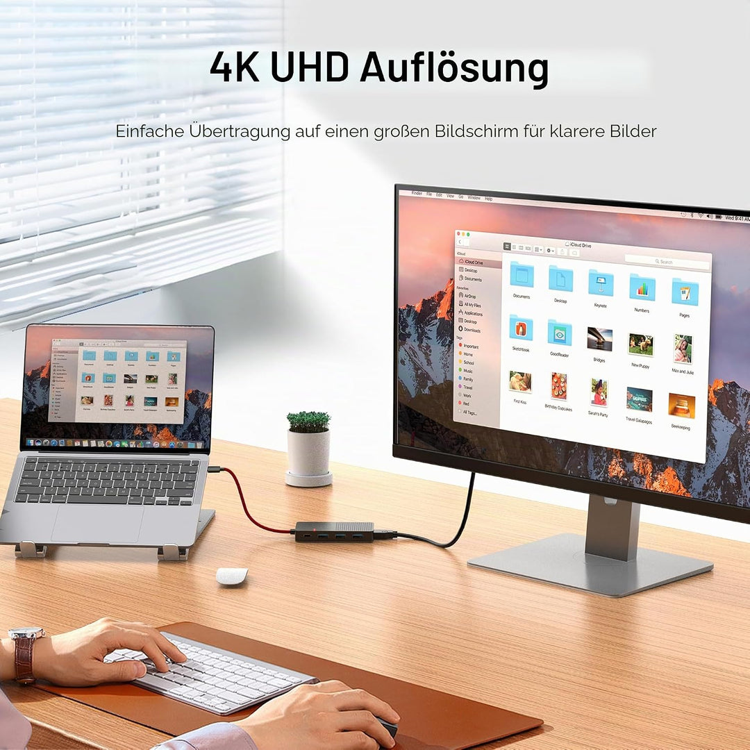USB C Hub Multiport Adapter, 7 in 1 USB C Laptop Docking Station mit 4K HDMI, 3 Ports USB 3.0, TF/SD