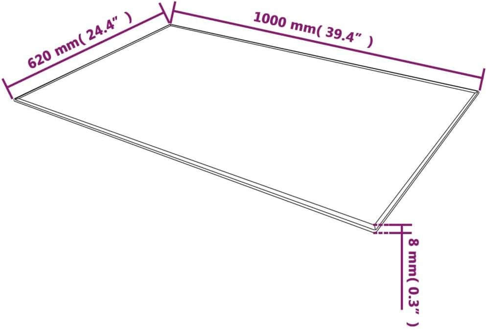 homiuse Tischplatte aus Gehärtetem Glas 1000 x 620 mm Schwarz Rechteckig Desktop Gehärtetes Glas Tis