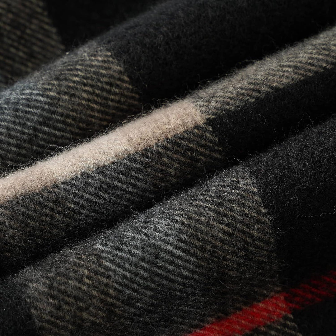 Danfiki Damen Poncho Schal Cashmere Feeling Strick Cape Cardigan Einheitsgrösse Doppelgitter Schwarz