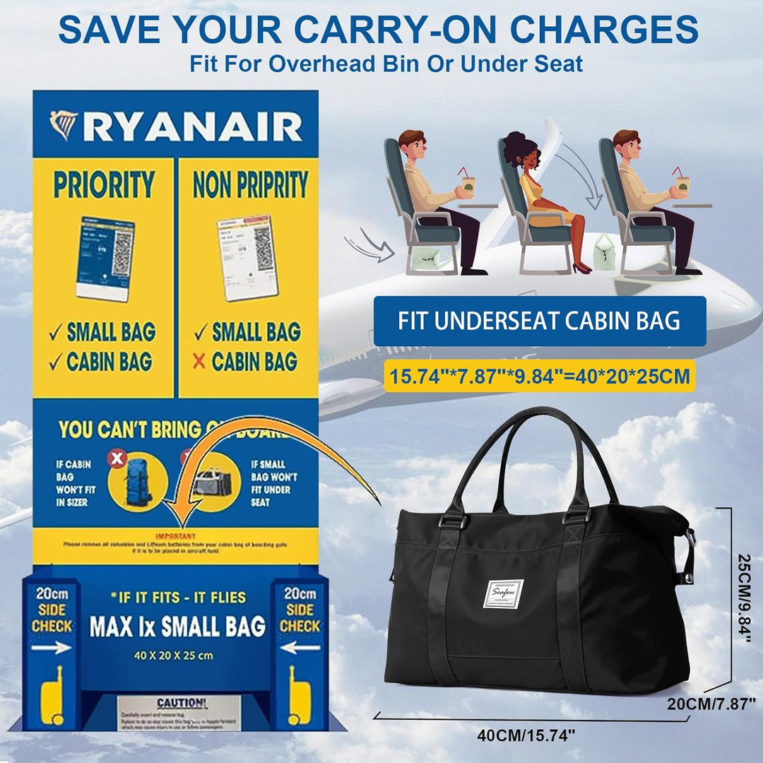Reisetasche Damen Sporttasche 40x20x25 Ryanair Handgepäck Tasche Weekender Bag Schwimmtasche Wasserd