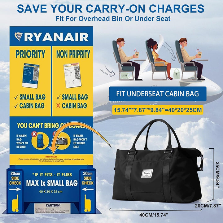 Reisetasche Damen Sporttasche 40x20x25 Ryanair Handgepäck Tasche Weekender Bag Schwimmtasche Wasserd
