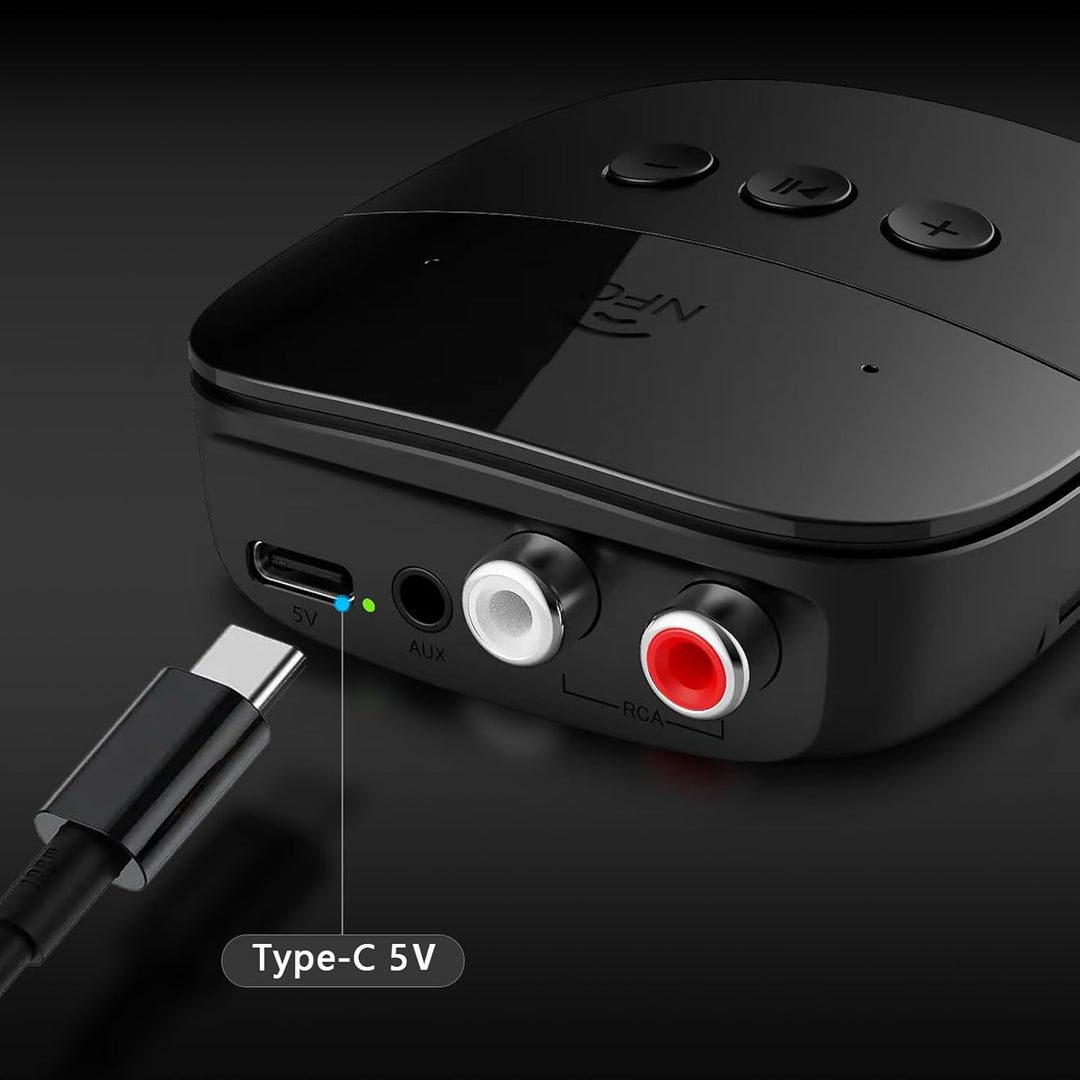 eppfun Bluetooth 5.2 Audio Adapter, Bluetooth Empfänger Receiver für Stereoanlage mit 3.5mm AUX Klin