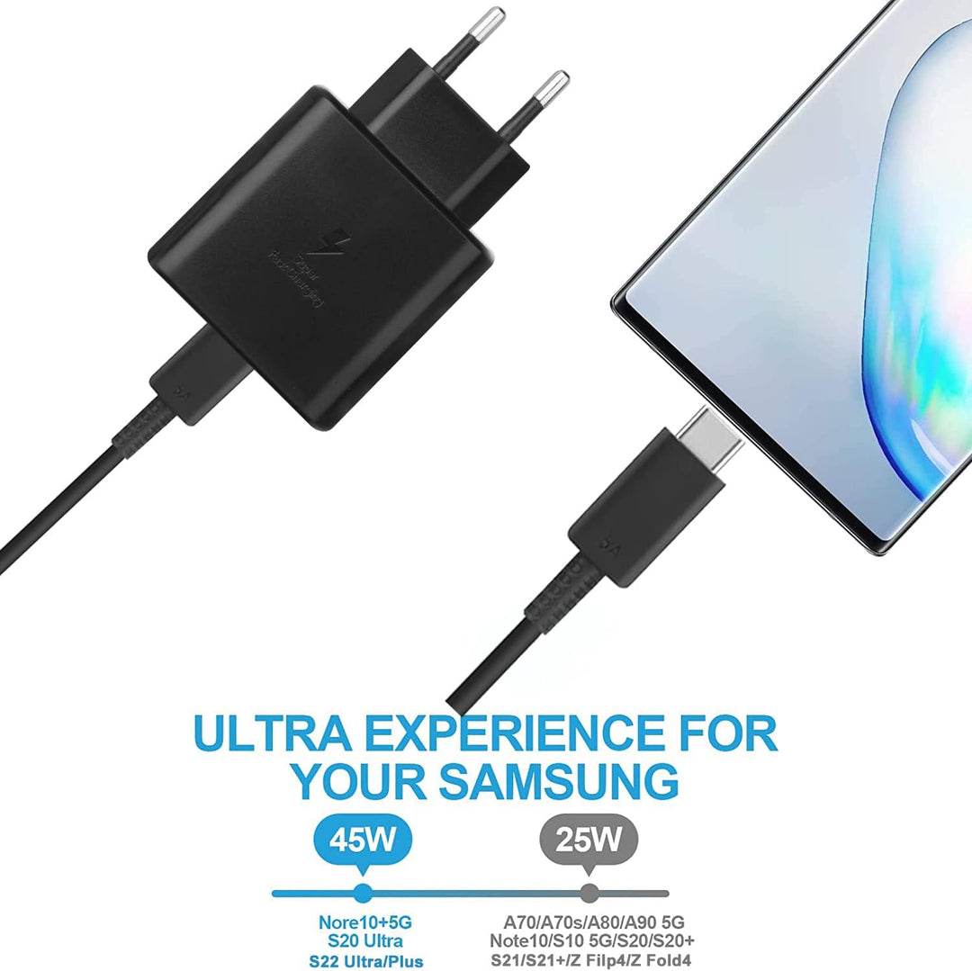 45W USB C Ladegerät mit Schnellladekabel für Samsung Galaxy S25 Ultra S24 Ultra S23 Ultra S22 Ultra