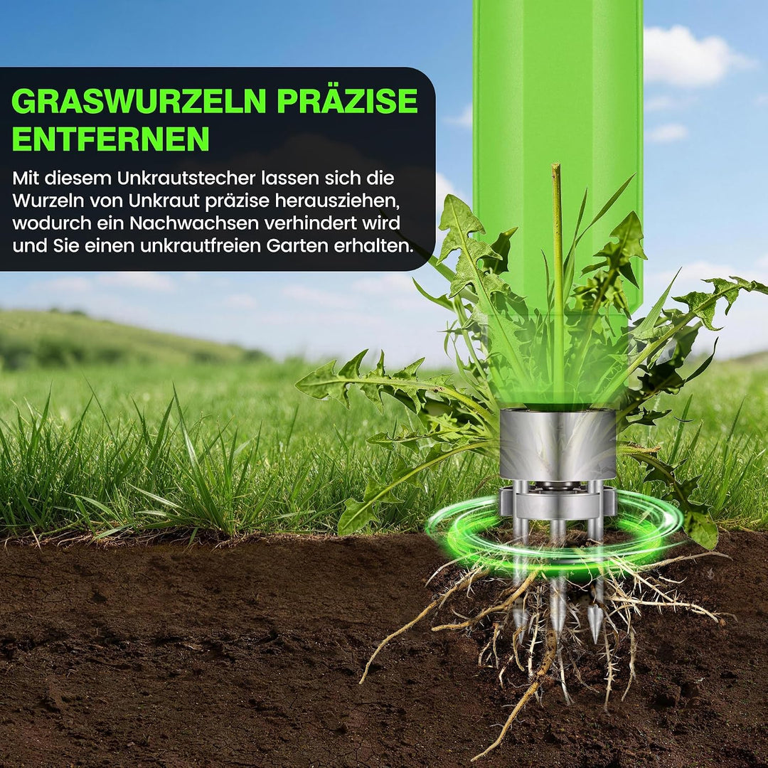 Elektrischer Unkrautstecher, 21V Akku Stand-Up Unkrautentferner Löwenzahnstecher, verstellbarer Grif