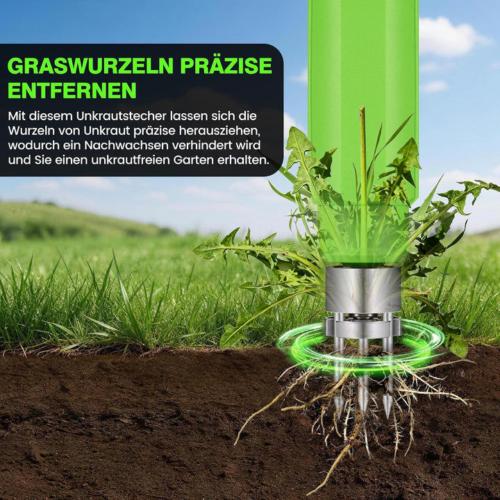 Elektrischer Unkrautstecher, 21V Akku Stand-Up Unkrautentferner Löwenzahnstecher, verstellbarer Grif