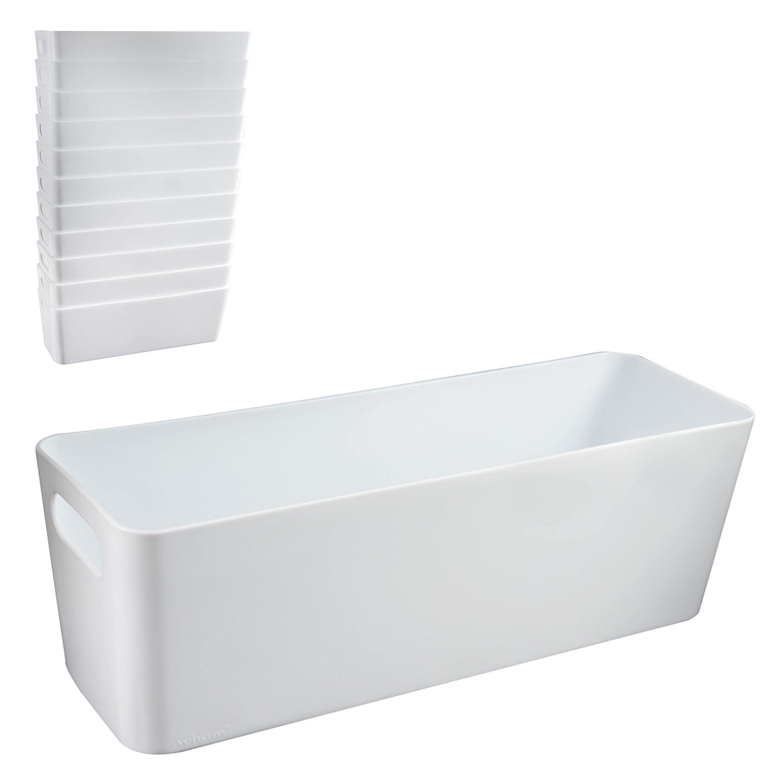 12x Ordnungsboxen - 10 cm hoch - WEIss - 30x10x10cm - 2 Liter - Ordnungskorb - Schubladenorganizer S