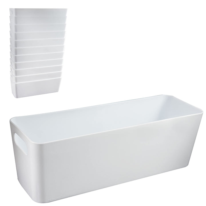 12x Ordnungsboxen - 10 cm hoch - WEIss - 30x10x10cm - 2 Liter - Ordnungskorb - Schubladenorganizer S