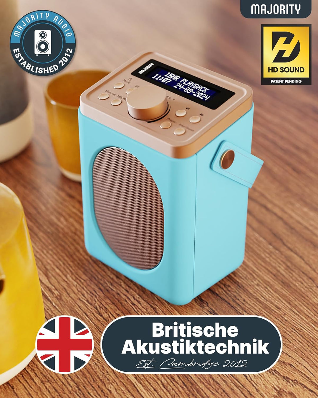 MAJORITY Little Shelford DAB Plus Radio | Küchenradio UKW mit Bluetooth | Radio Batteriebetrieben mi