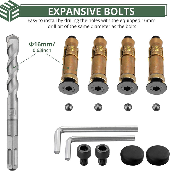 EYPINS Bodenanker, einklappbar Befestigungsanker Bügelstärke Ø 14mm, Wandanker sicher und stabil für