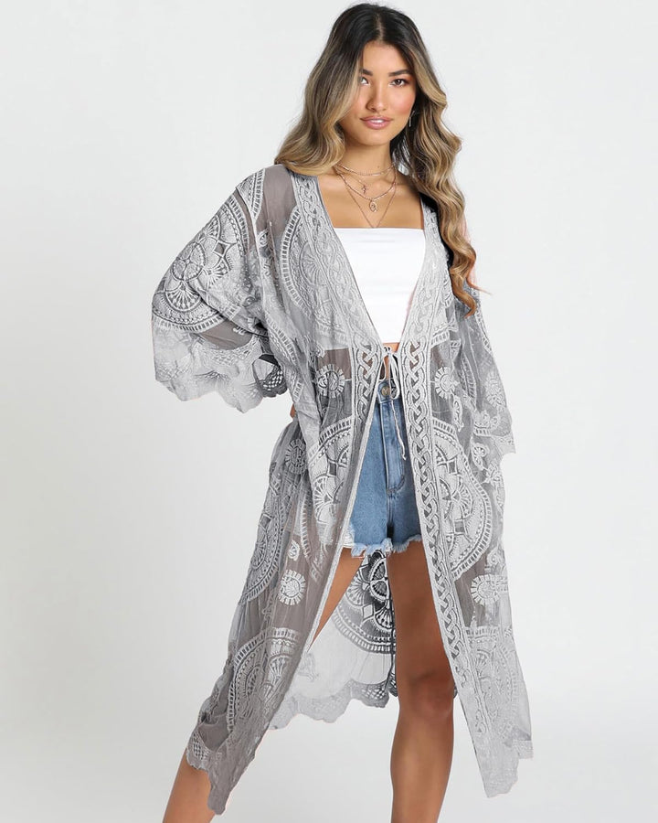 Bsubseach Sommer Strandkeid für Frauen Button Down Strand Shirt Kleid Badeanzug Cover Up V-Ausschnit